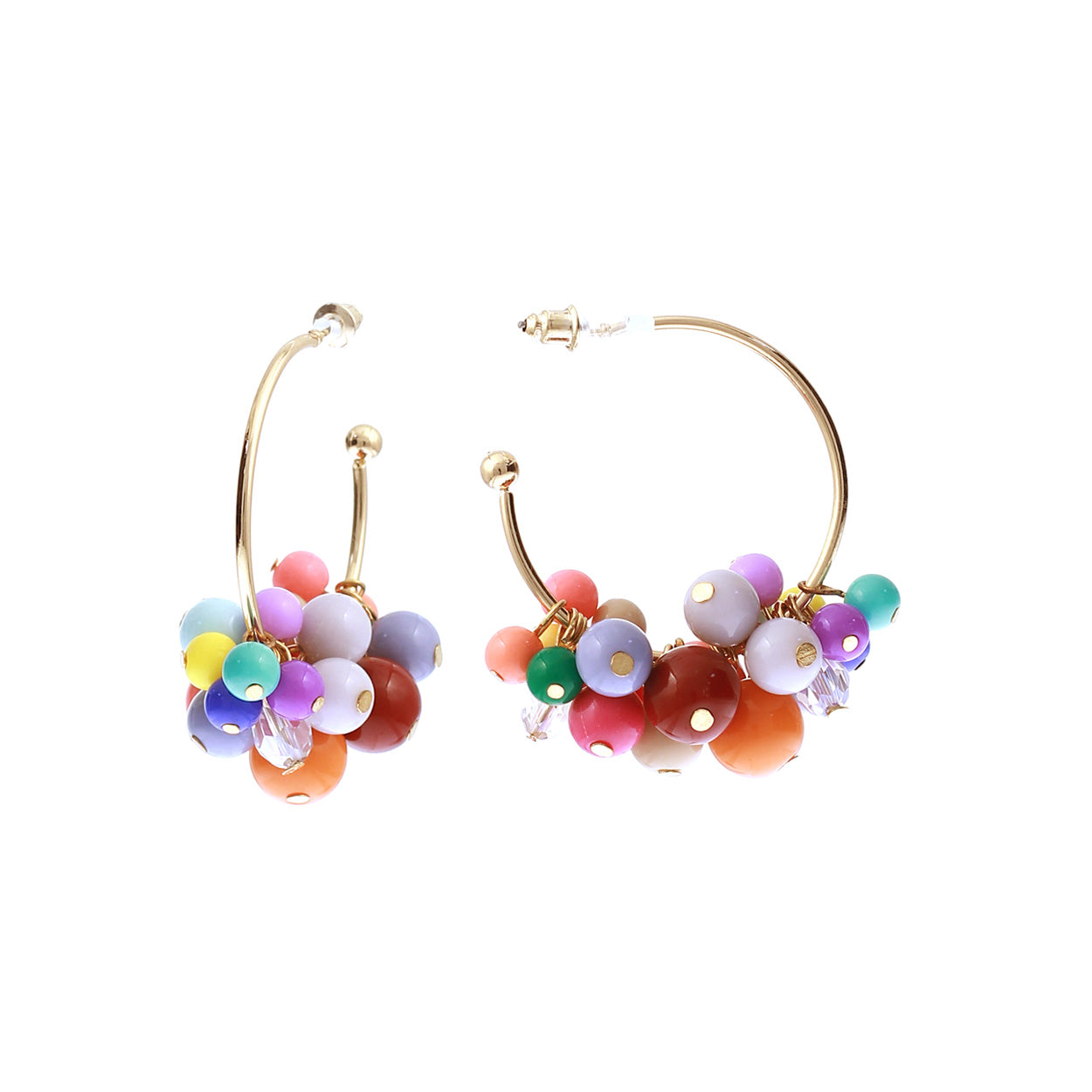 Colorful Moving Bead Open Hoop Earrings