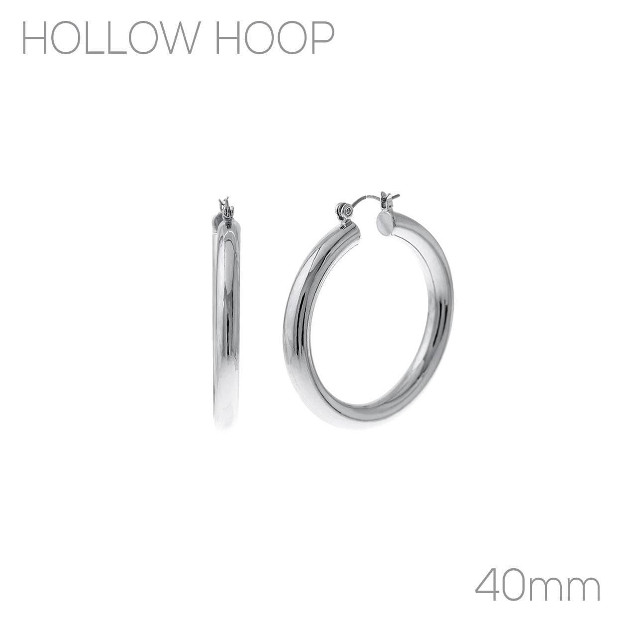 Hollow Hoop Banded Hoop Earring - 1.58 Inch - In Gold & Silver