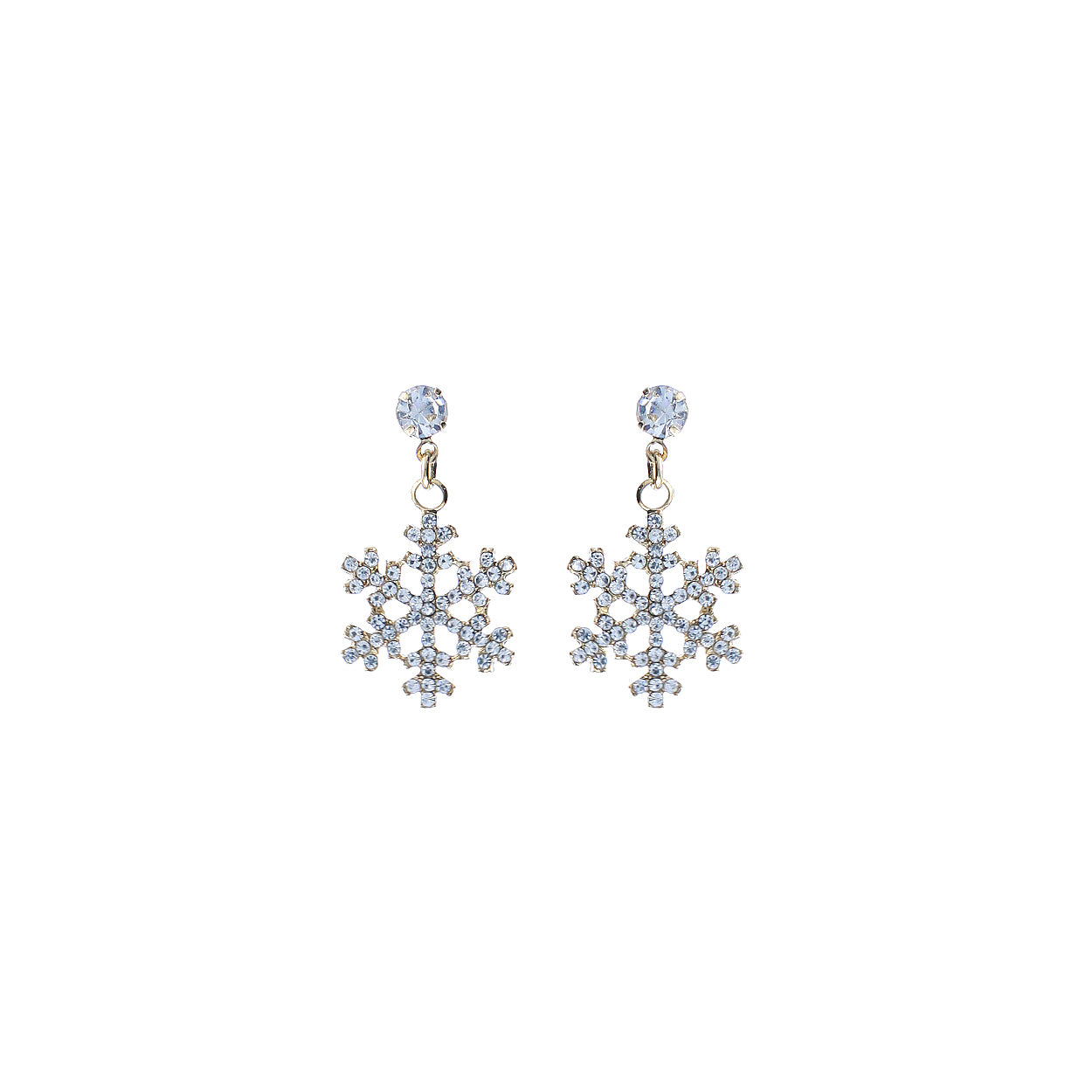 Dangling Crystal Snowflake Post Back Earrings