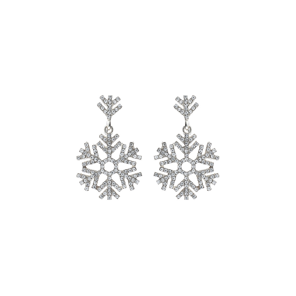 Moving Snowflake Post Back Rhinestone Earrings