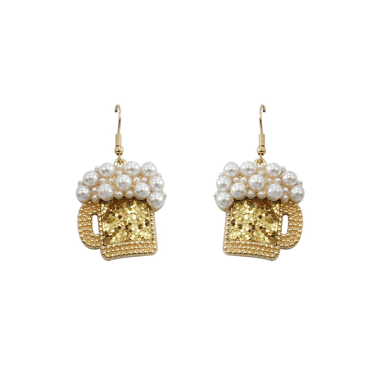 Foaming Beer Glass Glitter Dangle Earrings