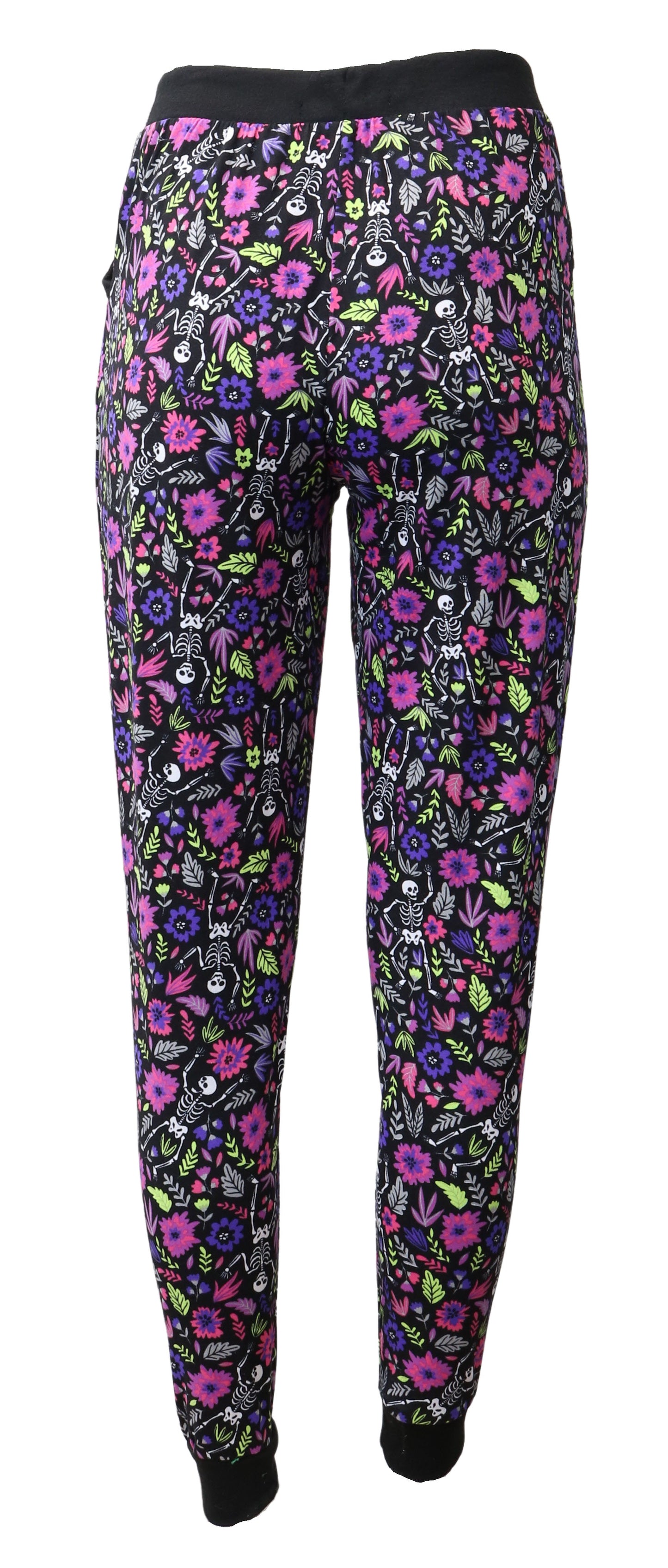 Purple Floral Skull Jogger Pajama Set w/ Pockets