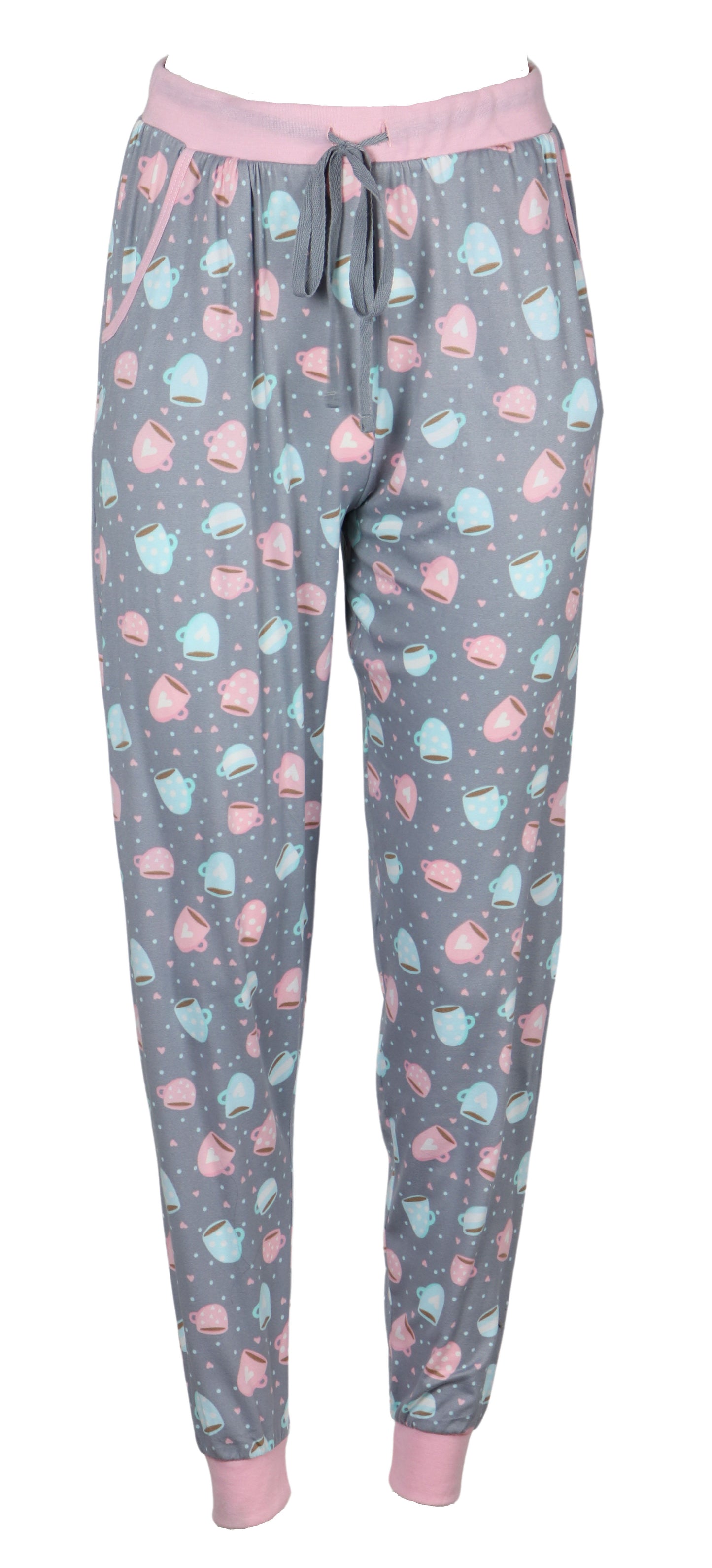 Good Morning Lashes Jogger Grey & Pink Pajama Set