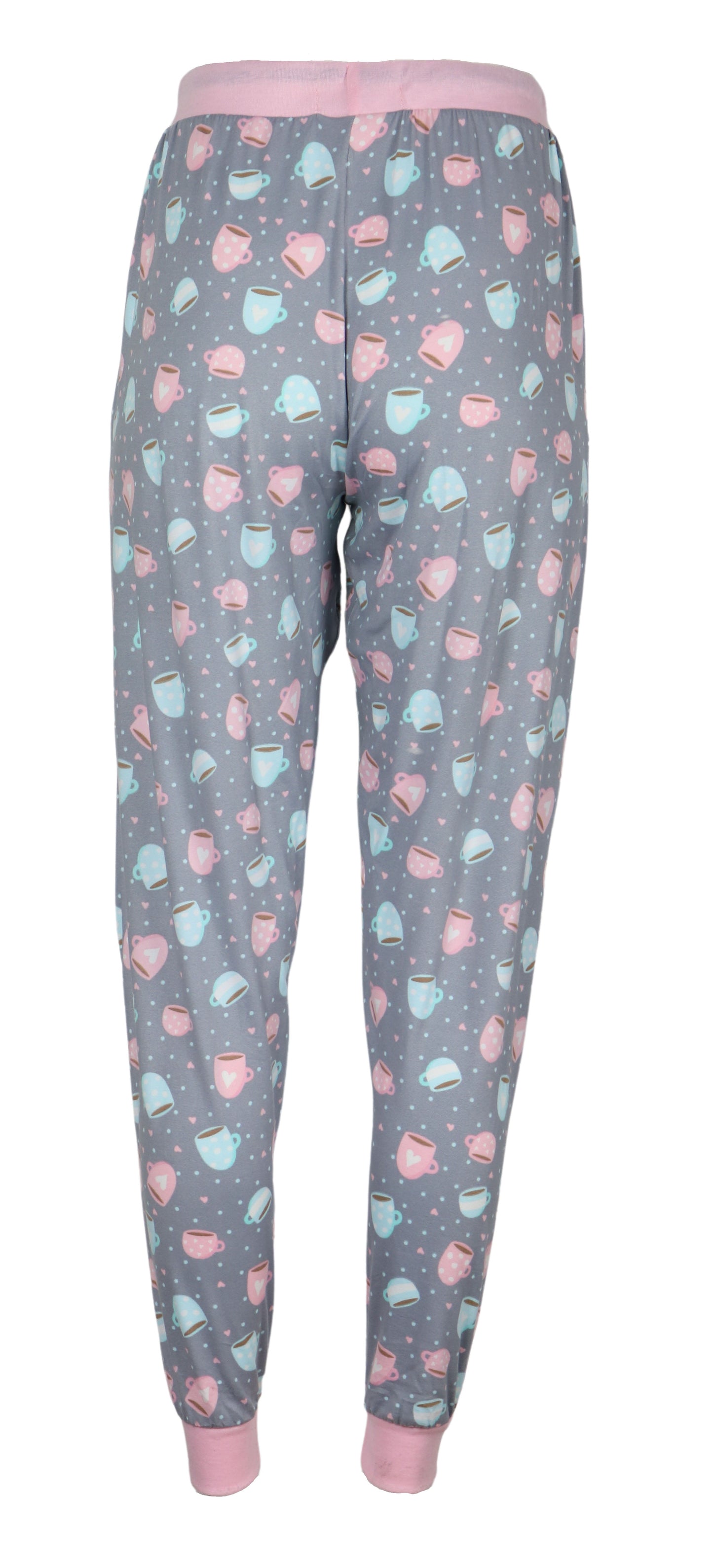 Coffee Days Whiskey Nights Jogger Grey & Pink Pajama Set