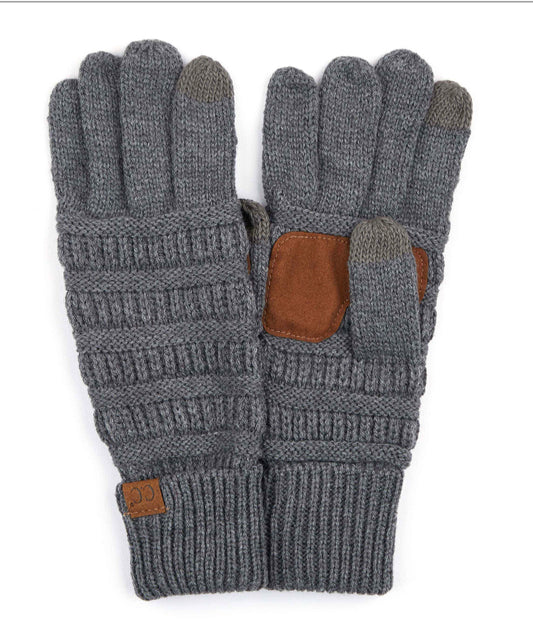 Touch Screen Solid CC Cable Knit Gloves