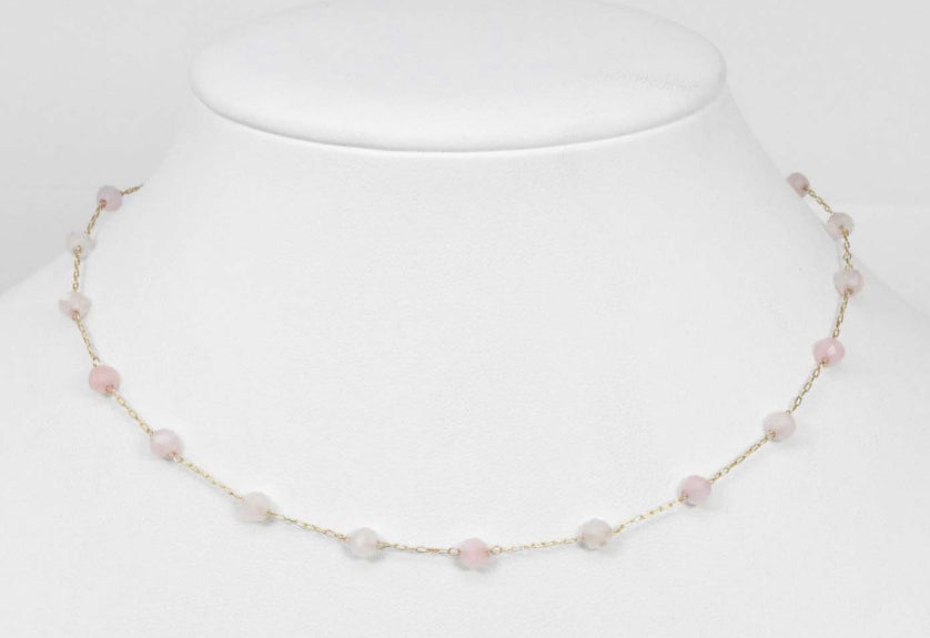 Dainty Agate Bead Gold Tone Floating Necklace - In 3 Colors