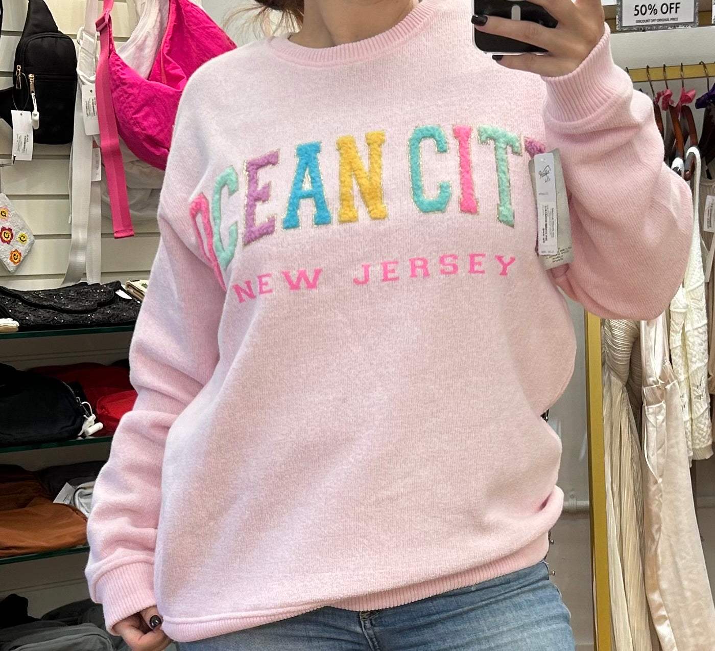 Ocean City Puffy Letter Sweatshirt