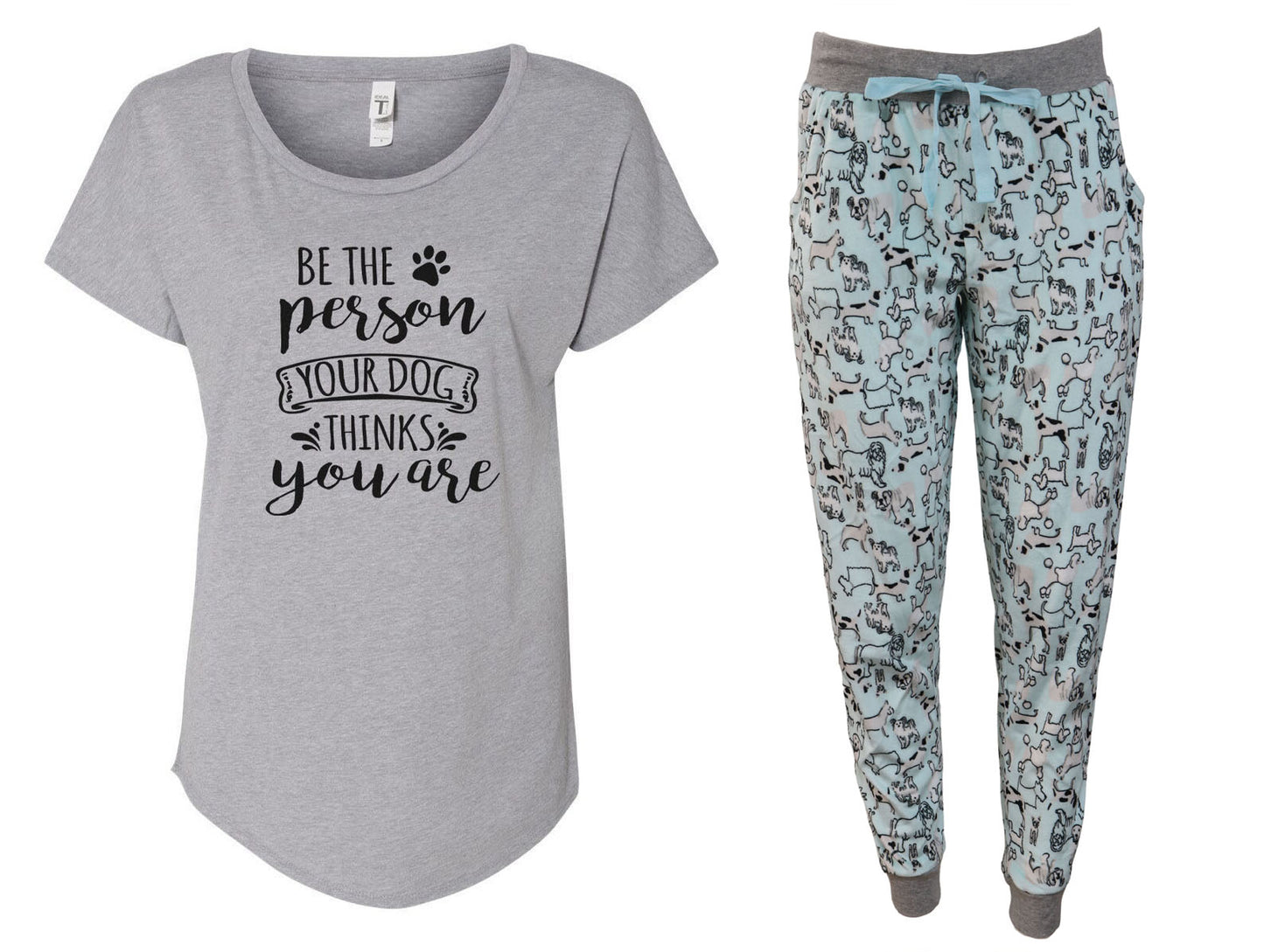 Be The Person Your Dog Thinks You Are Baby Blue Puppy Jogger Pajama Set