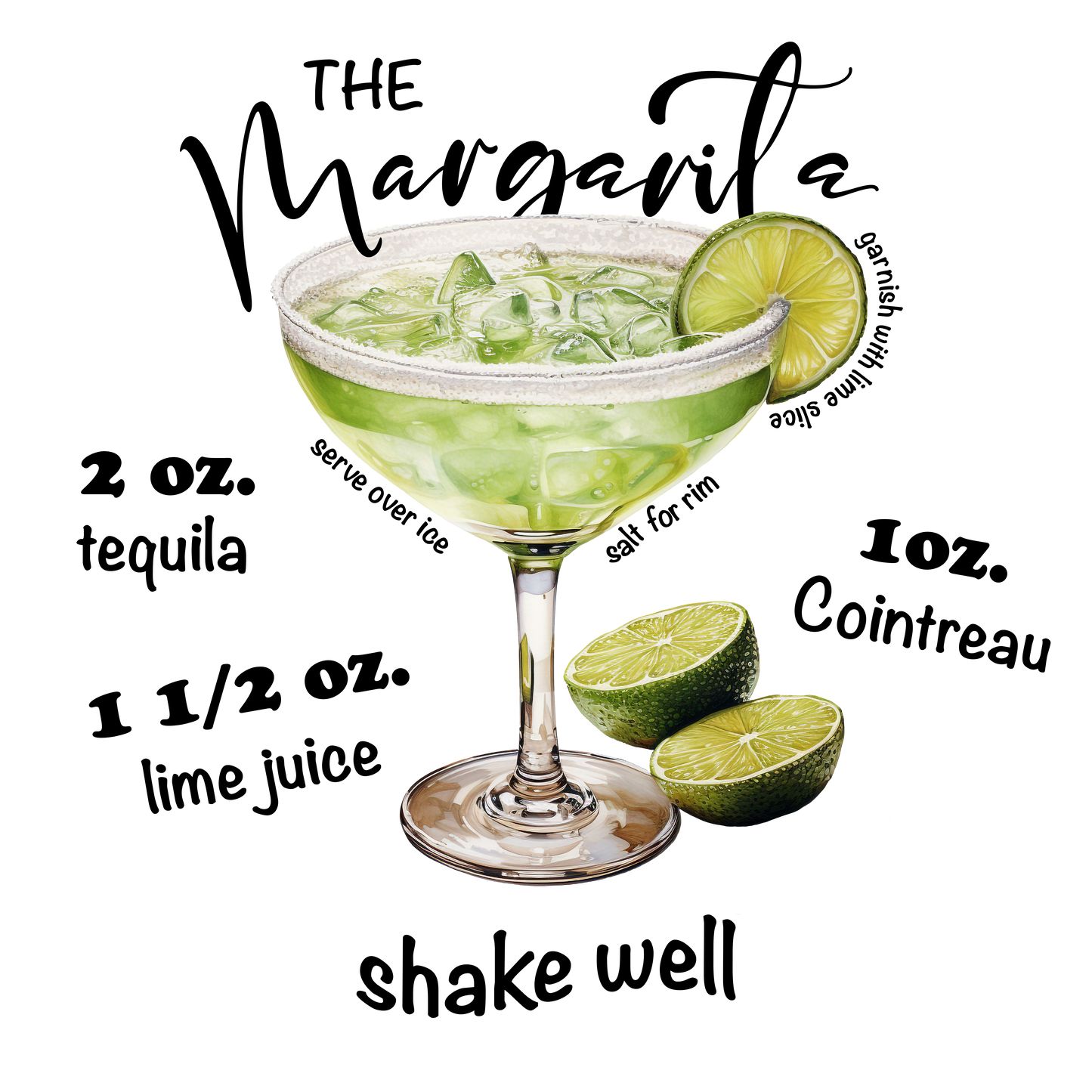 Margarita Recipe Ladies Tee Shirt - White