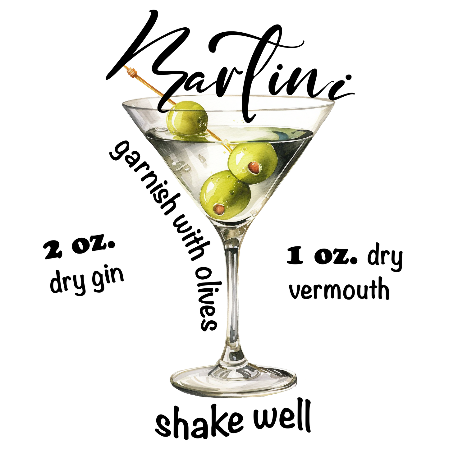 Martini Recipe Ladies Tee Shirt - White