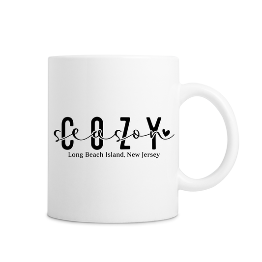 Long Beach Island Cozy Season Mug - White