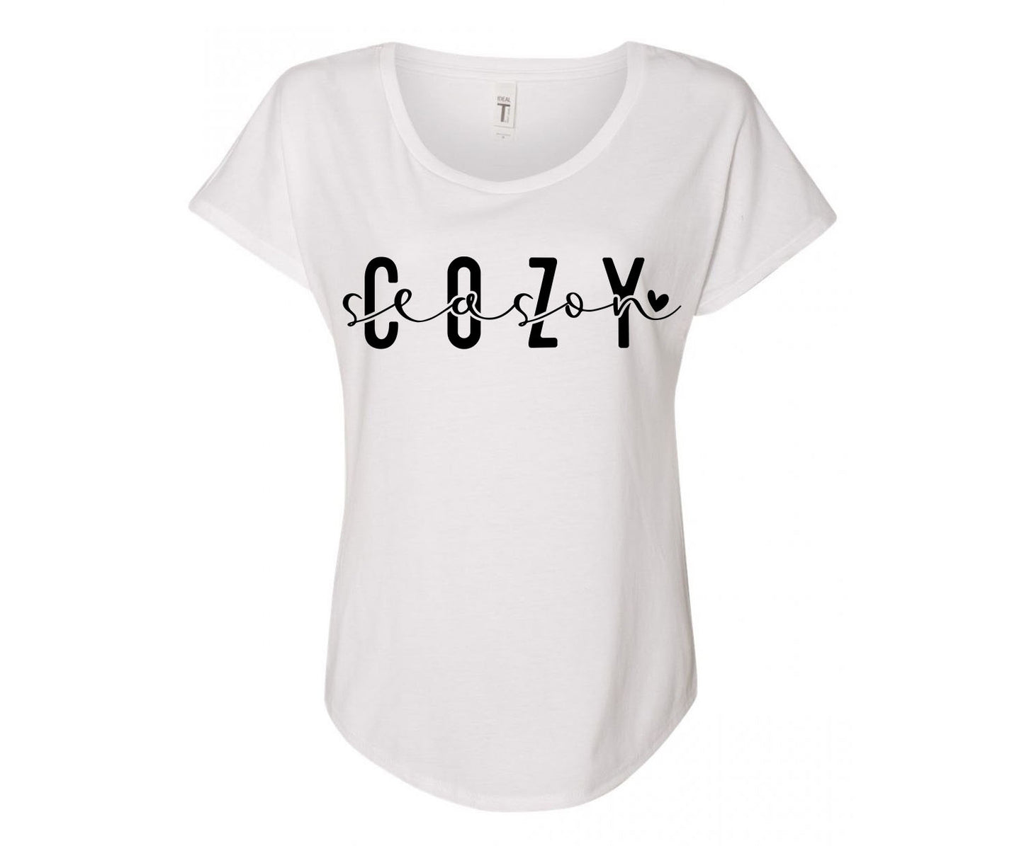Cozy Season Ladies Tee Shirt - In Grey & White