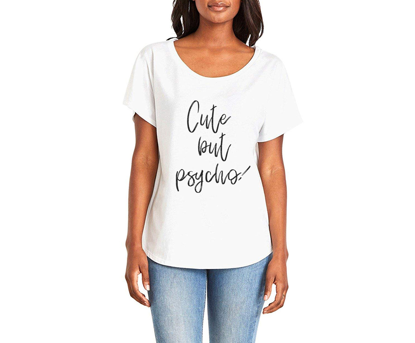 Cute But Psycho Ladies Tee Shirt - In Grey & White