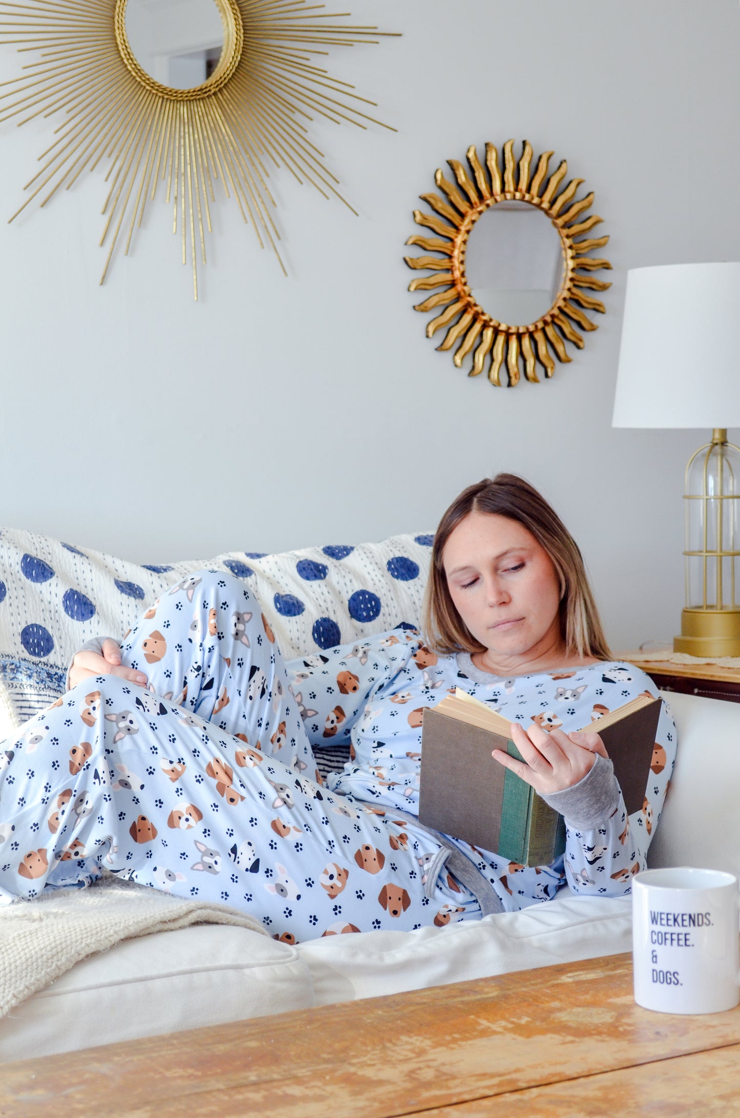 I Wish I Could Text My Dog Blue Women's 3 Piece Dog Pajama Set - In 3 Color Choices