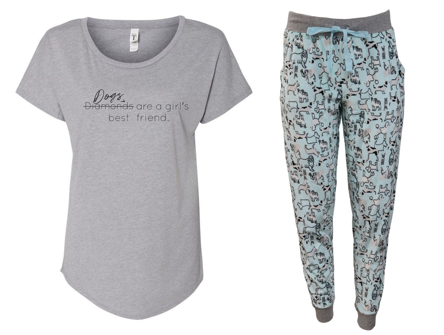 Dogs Are A Girl's Bestfriend Baby Blue Puppy Jogger Pajama Set
