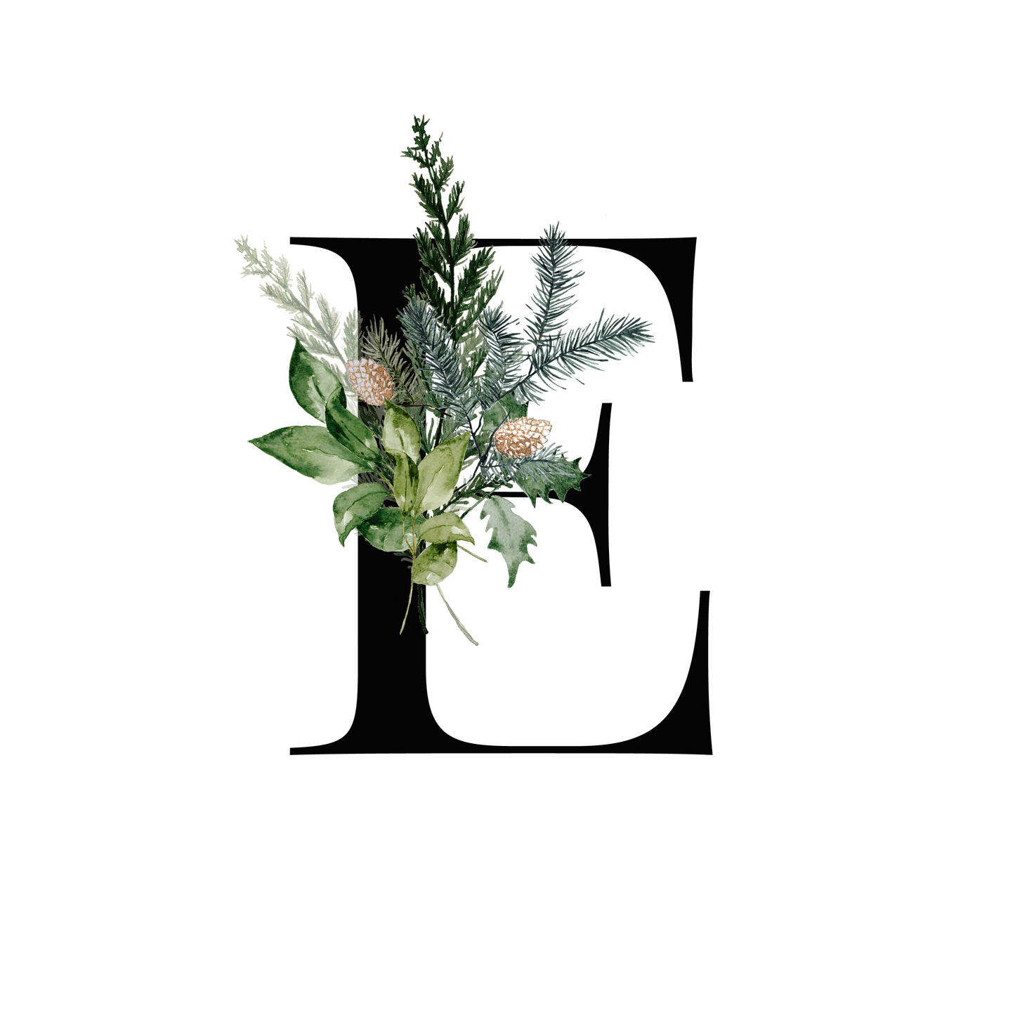Winter Holly Initial Mug - Every Letter Available