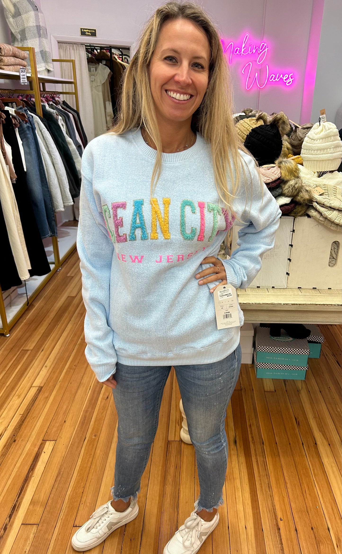 Ocean City Puffy Letter Sweatshirt