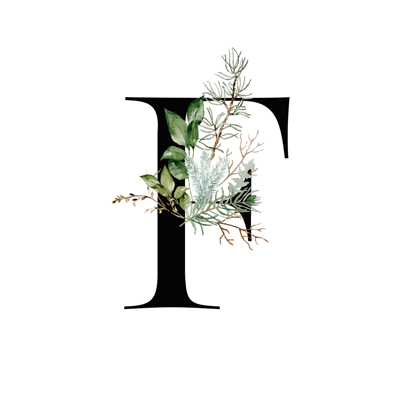 Winter Holly Initial Mug - Every Letter Available
