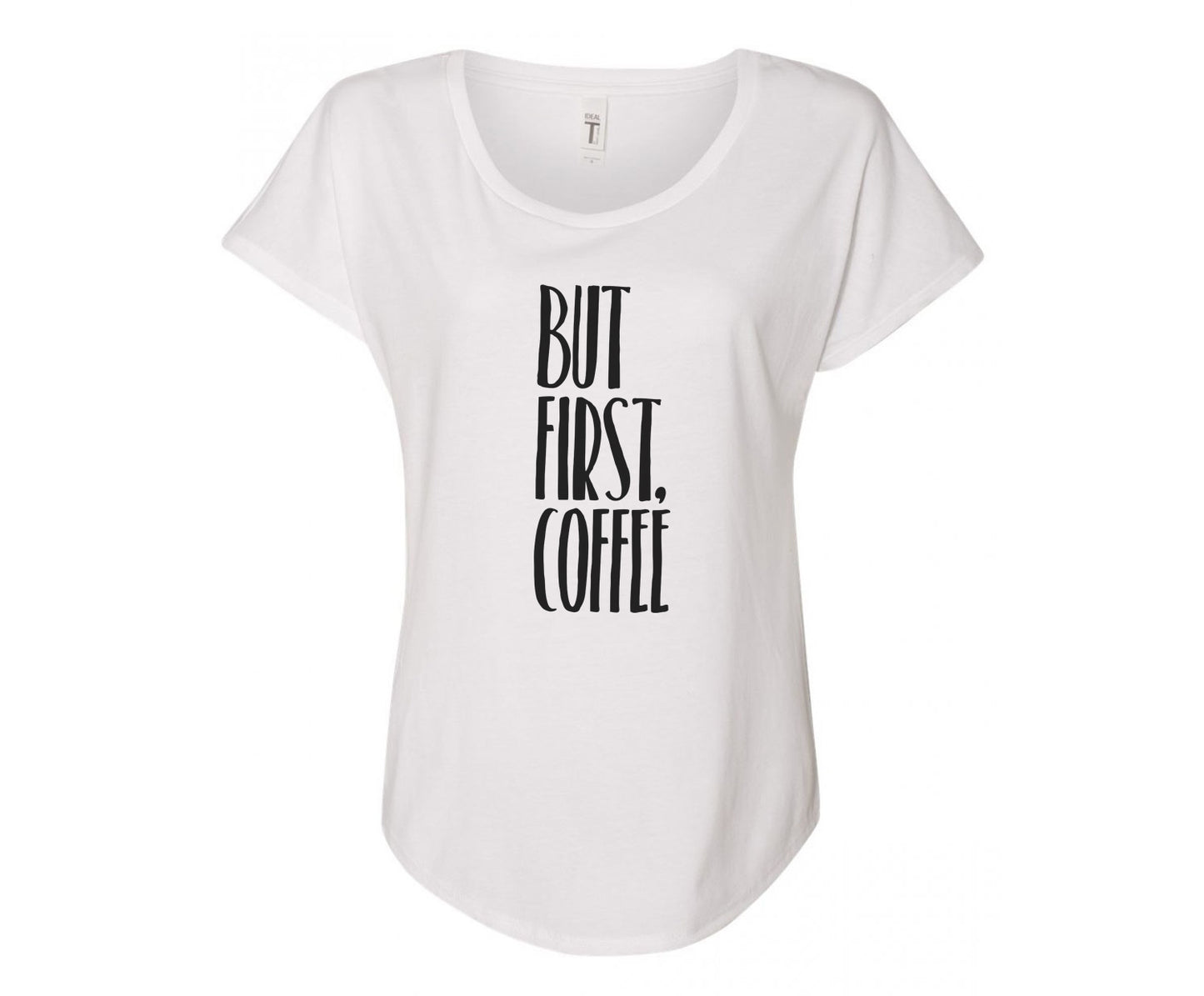 But First, Coffee Ladies Tee Shirt - In Grey & White
