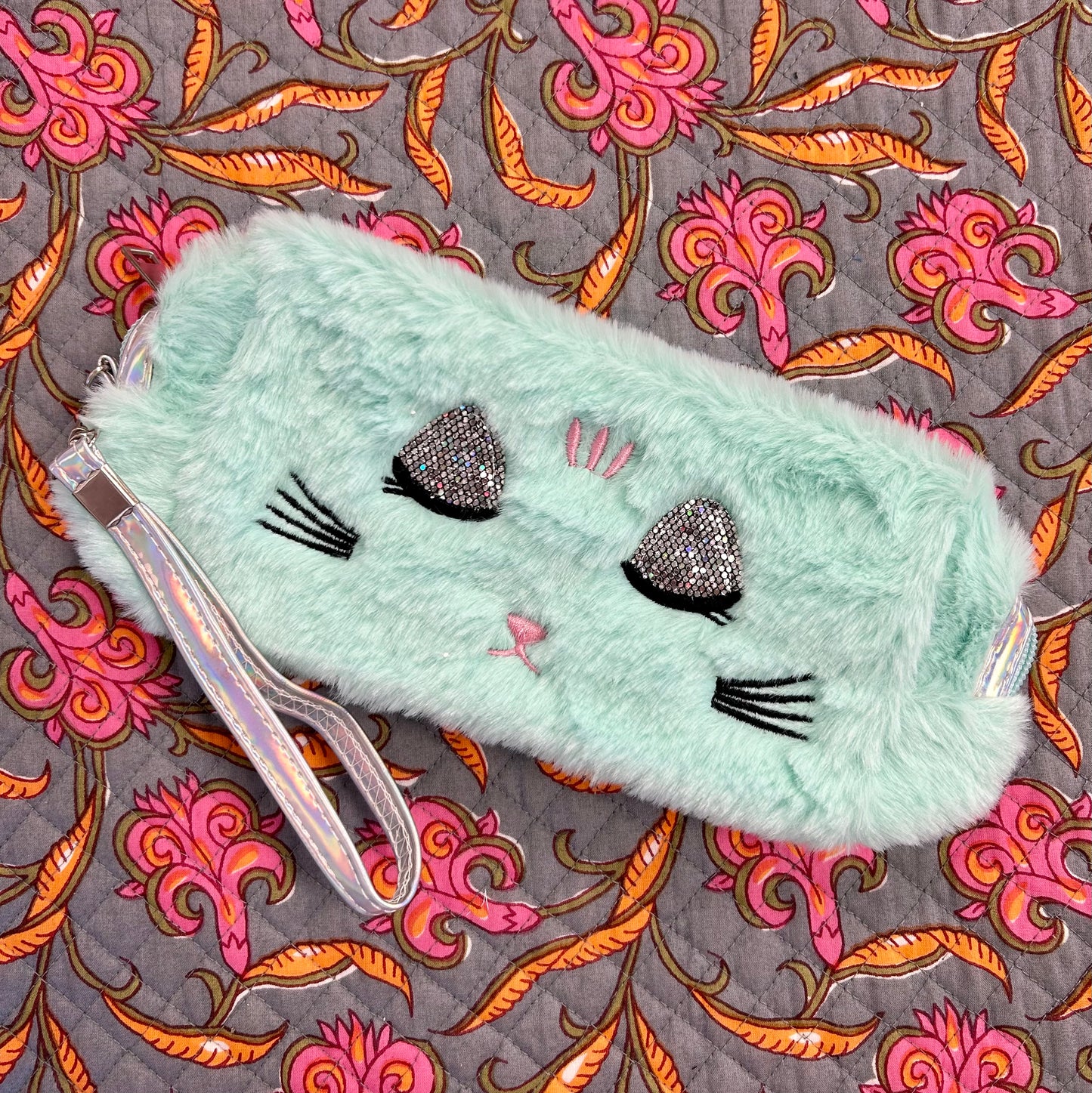 Fluffy Kitty Cat Travel Bag With Detachable Wristlet Strap