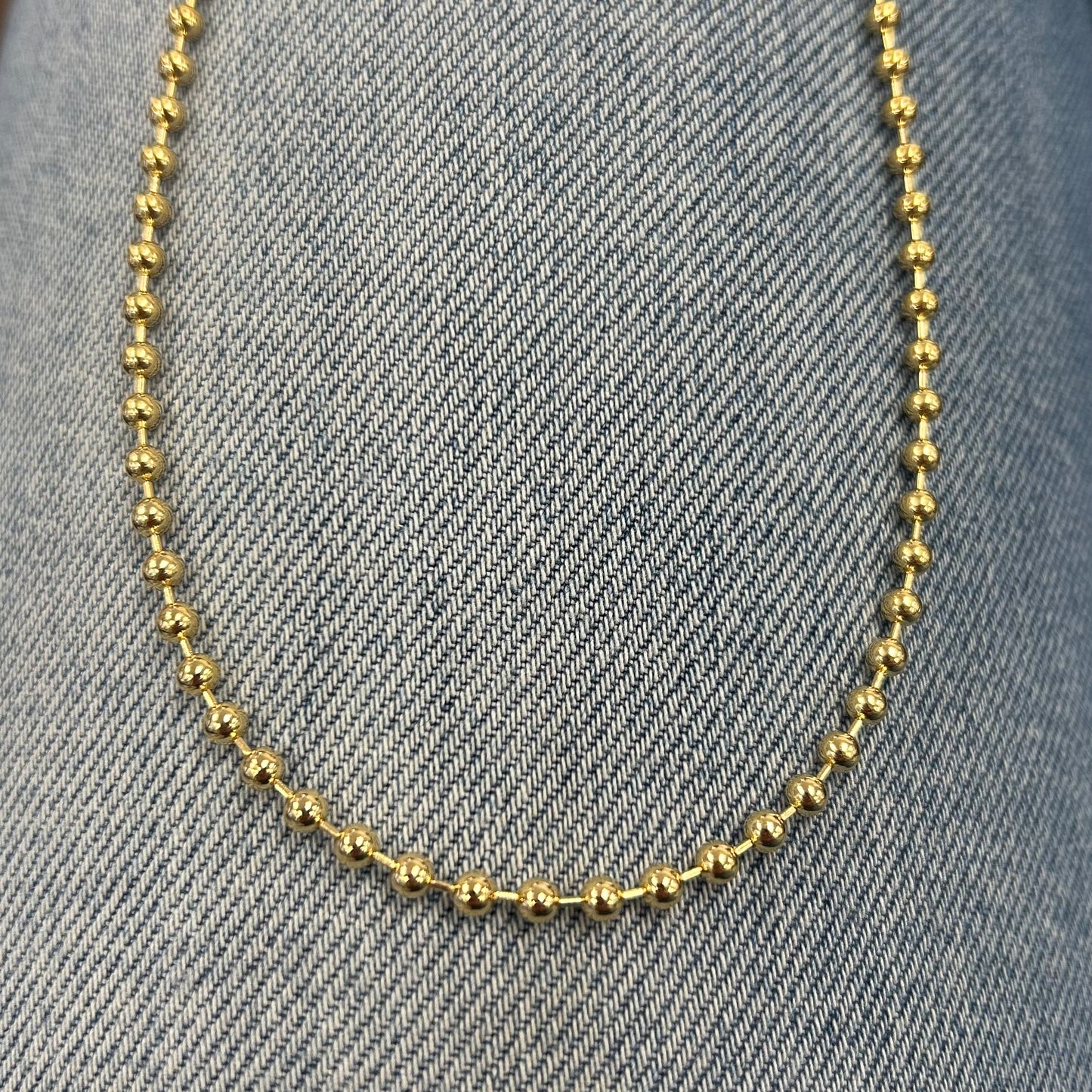 Ball Link Chain Necklace - Gold