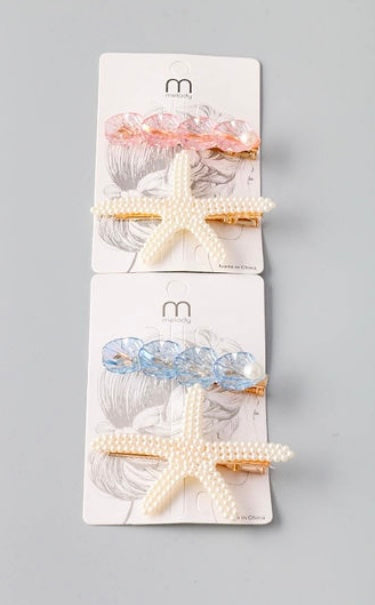 Sea life Mermaid Hair Barrette Clip Set