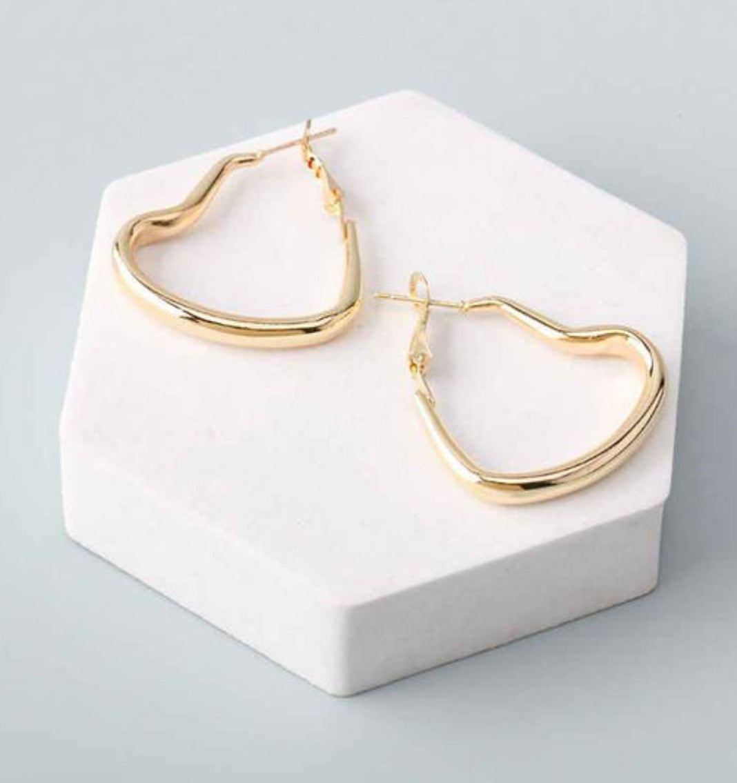 Heart Shaped Hoop Earrings - In 2 Colors