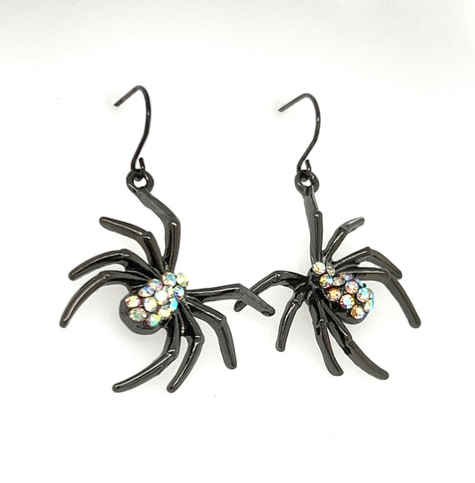 Crystal Rhinestone Spider Dangle Earrings
