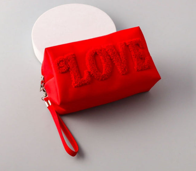 felt travel toiletry bag Love Puffy Letter Travel Bag – Shop Making Waves