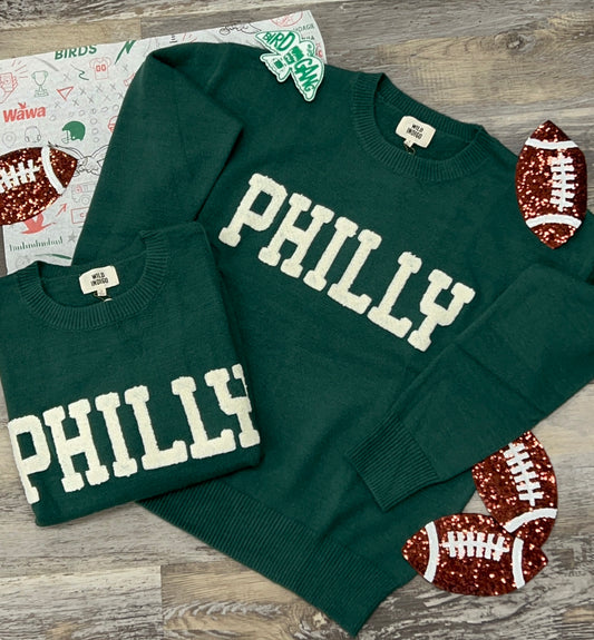 PHILLY - Eagles Green Ladies Crew Sweater