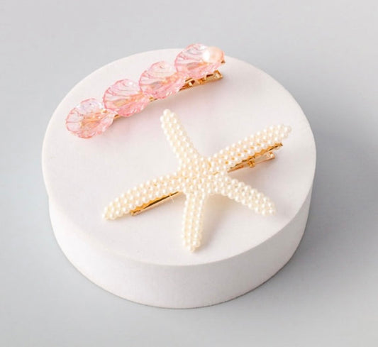 Sea life Mermaid Hair Barrette Clip Set