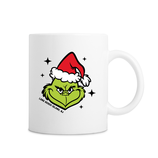 Long Beach Island Grinch Sparkle Mug - White