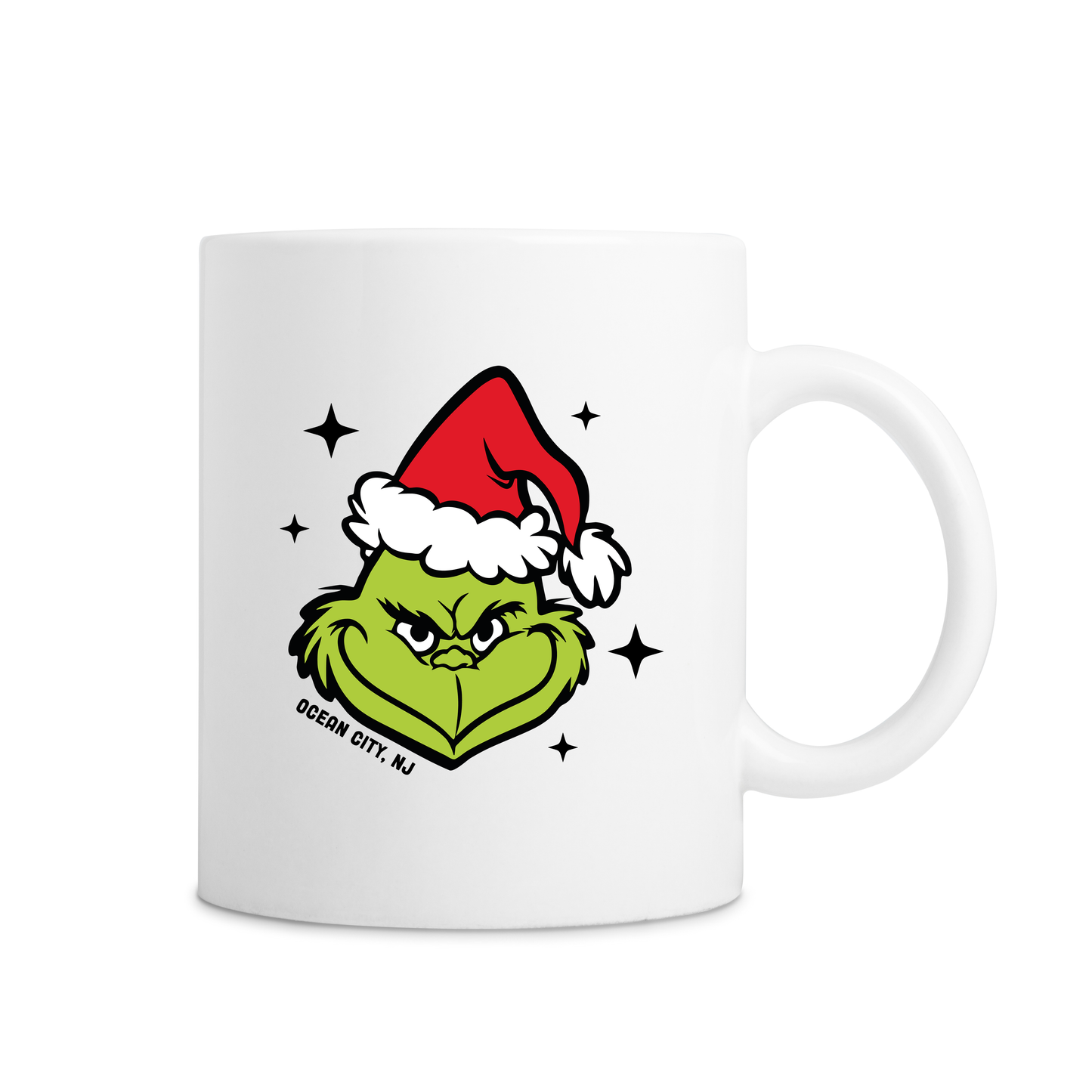 Ocean City Grinch Sparkle Mug - White