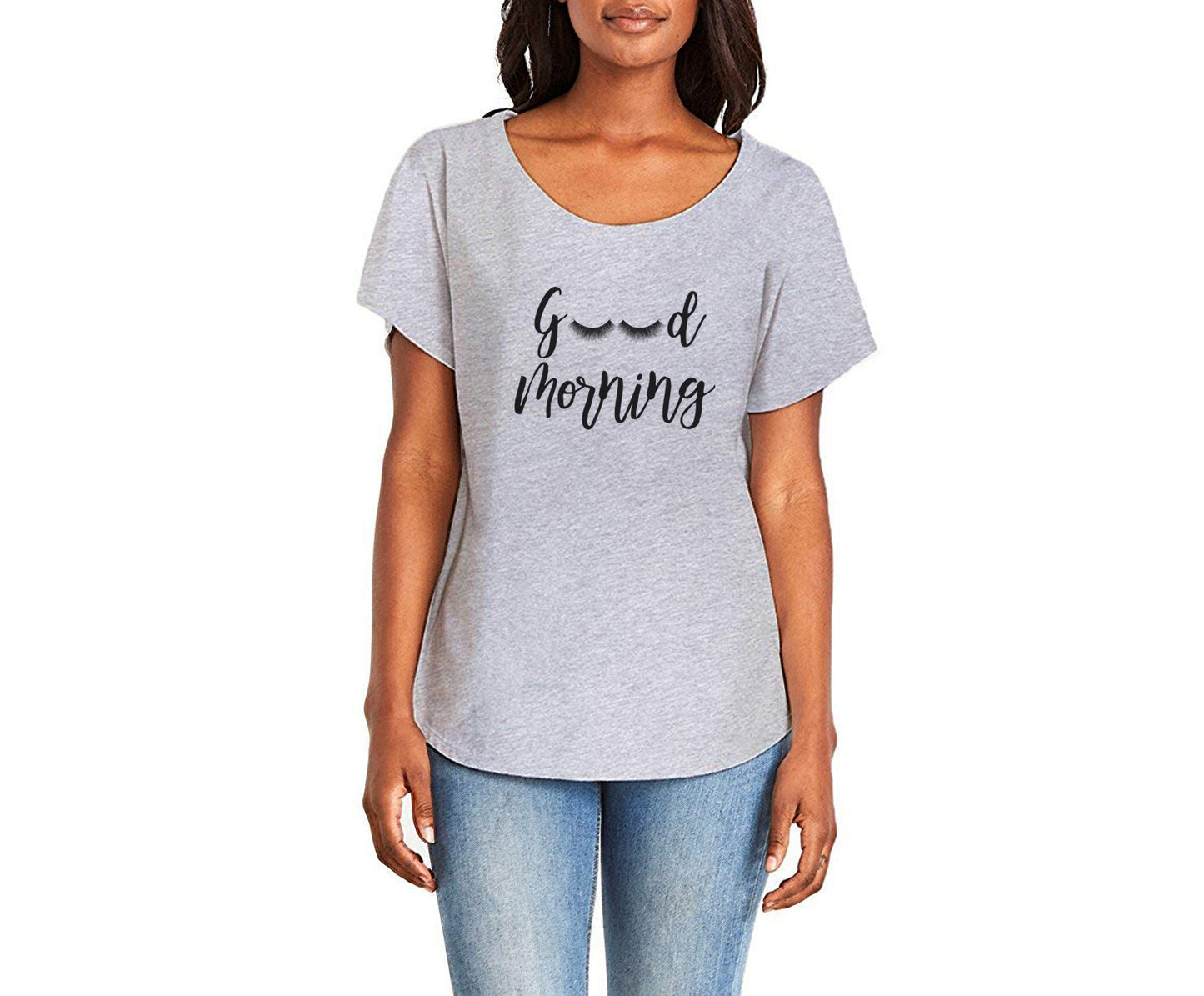 Good Morning Ladies Tee Shirt - In Grey & White