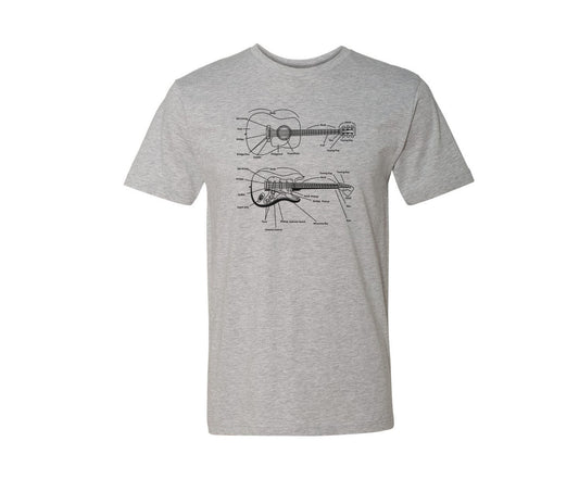 Anatomy of a Guitar Men's Tee Shirt - Grey