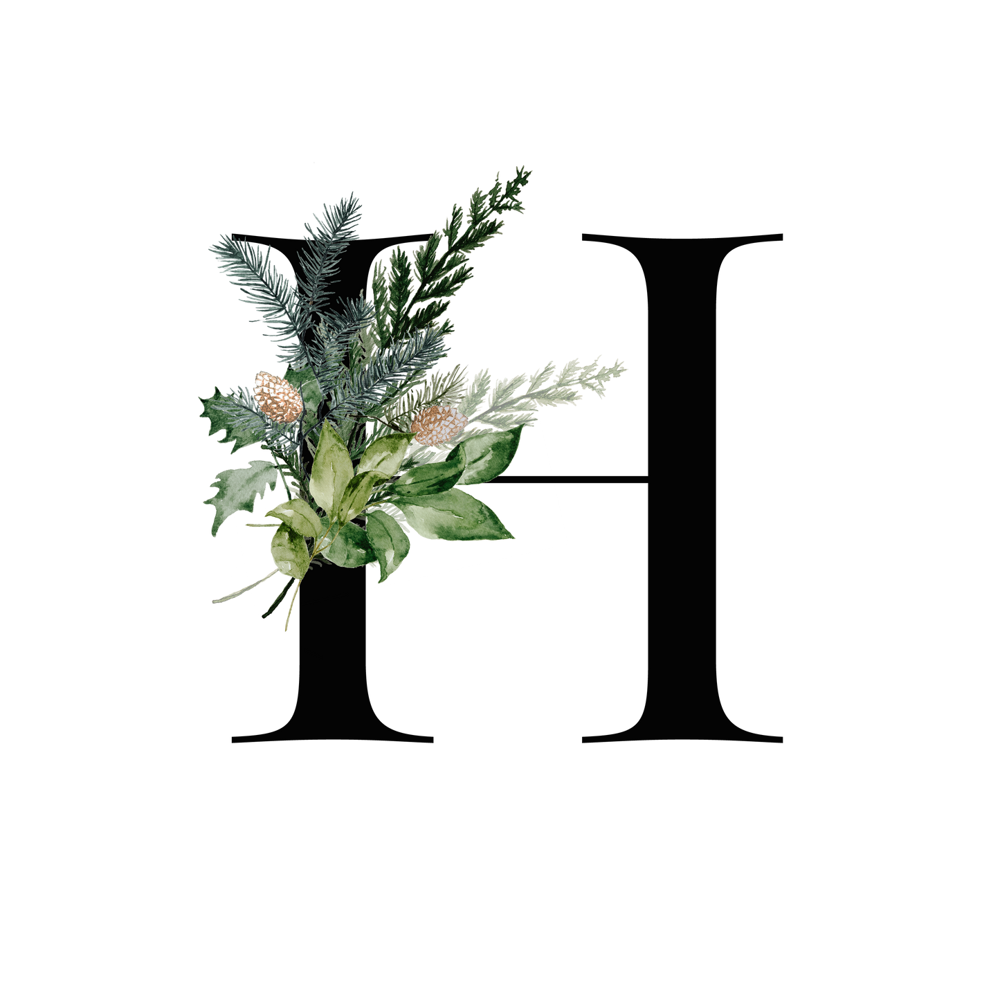 Winter Holly Initial Mug - Every Letter Available