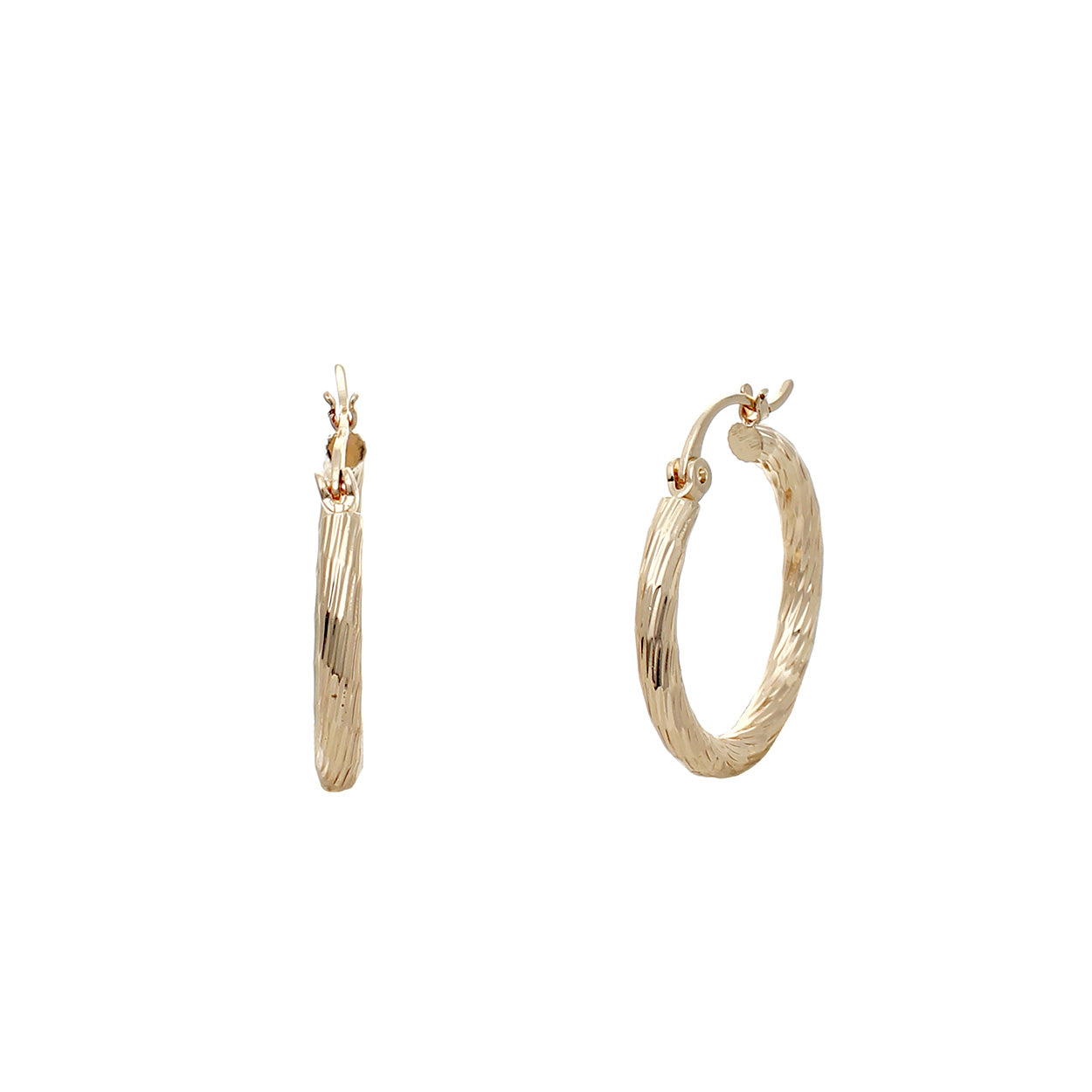 Hollow Hoop Wave Cut Hoop Earring - 1 Inch - In Gold & Silver