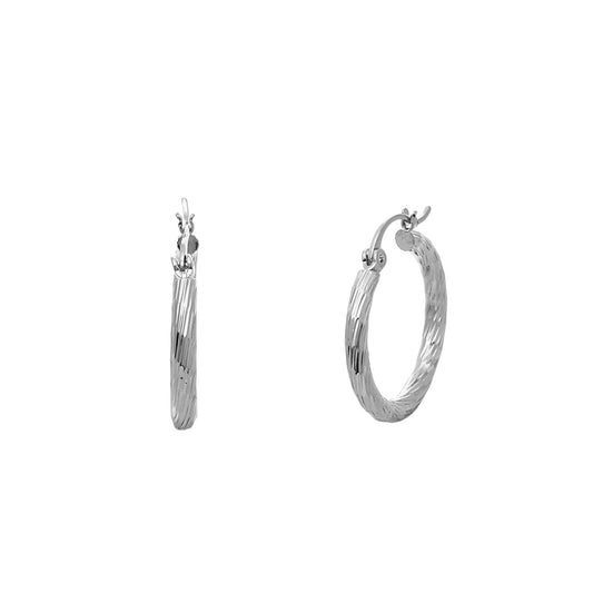 Hollow Hoop Wave Cut Hoop Earring - 1 Inch - In Gold & Silver
