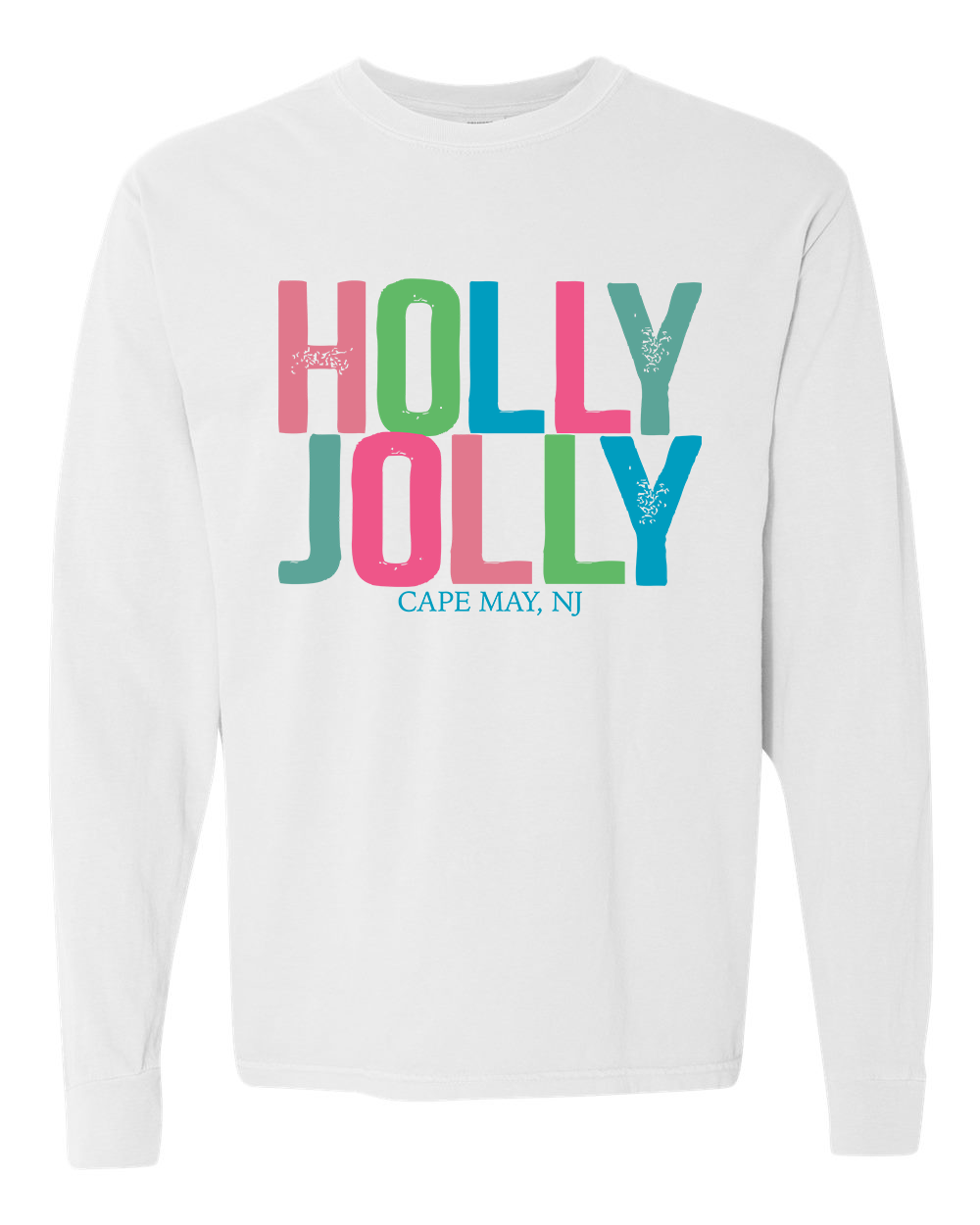 Cape May Holly Jolly Long Sleeve Tee - White