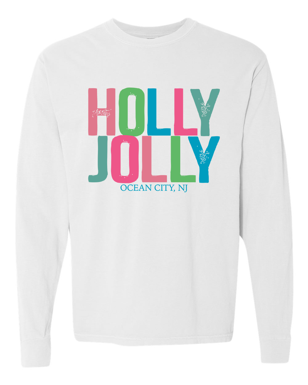 Ocean City Holly Jolly Long Sleeve Tee - White