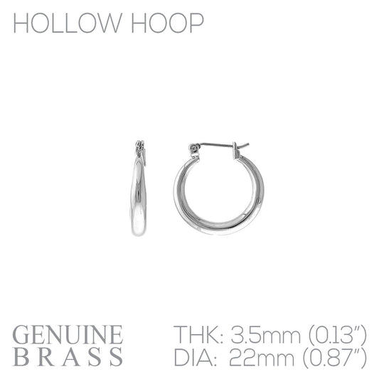 Hollow Hoop Tapered Hoop Earring - .87 Inch - In Gold & Silver