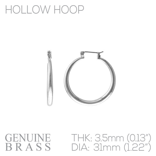Hollow Hoop Tapered Hoop Earring - 1.22 Inch - In Gold & Silver