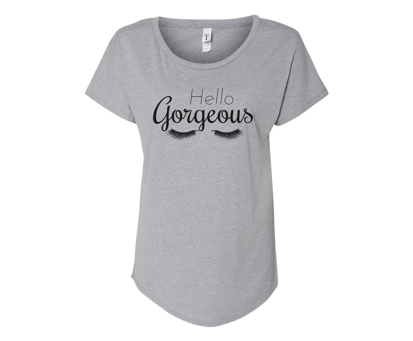 Hello Gorgeous Lashes Ladies Tee Shirt - In Grey & White