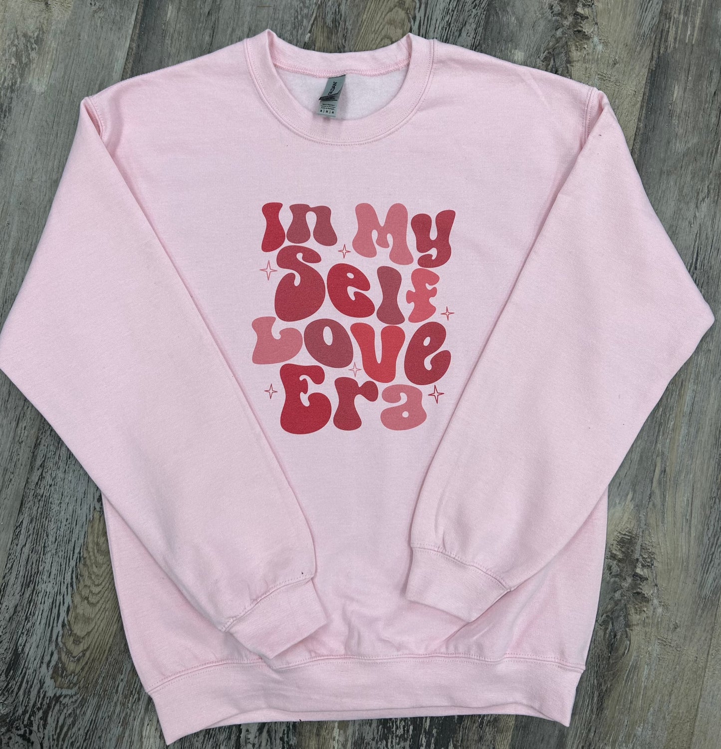 In My Self Love Era Gilden Crew Neck Sweatshirt - Pink