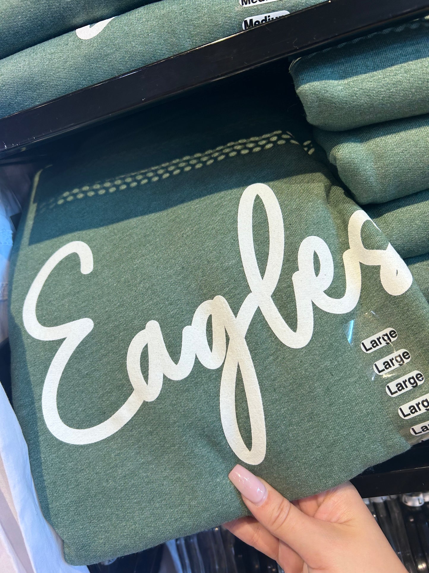 Eagles 3D Script Crew Neck Sweatshirt - Dark Heather Green