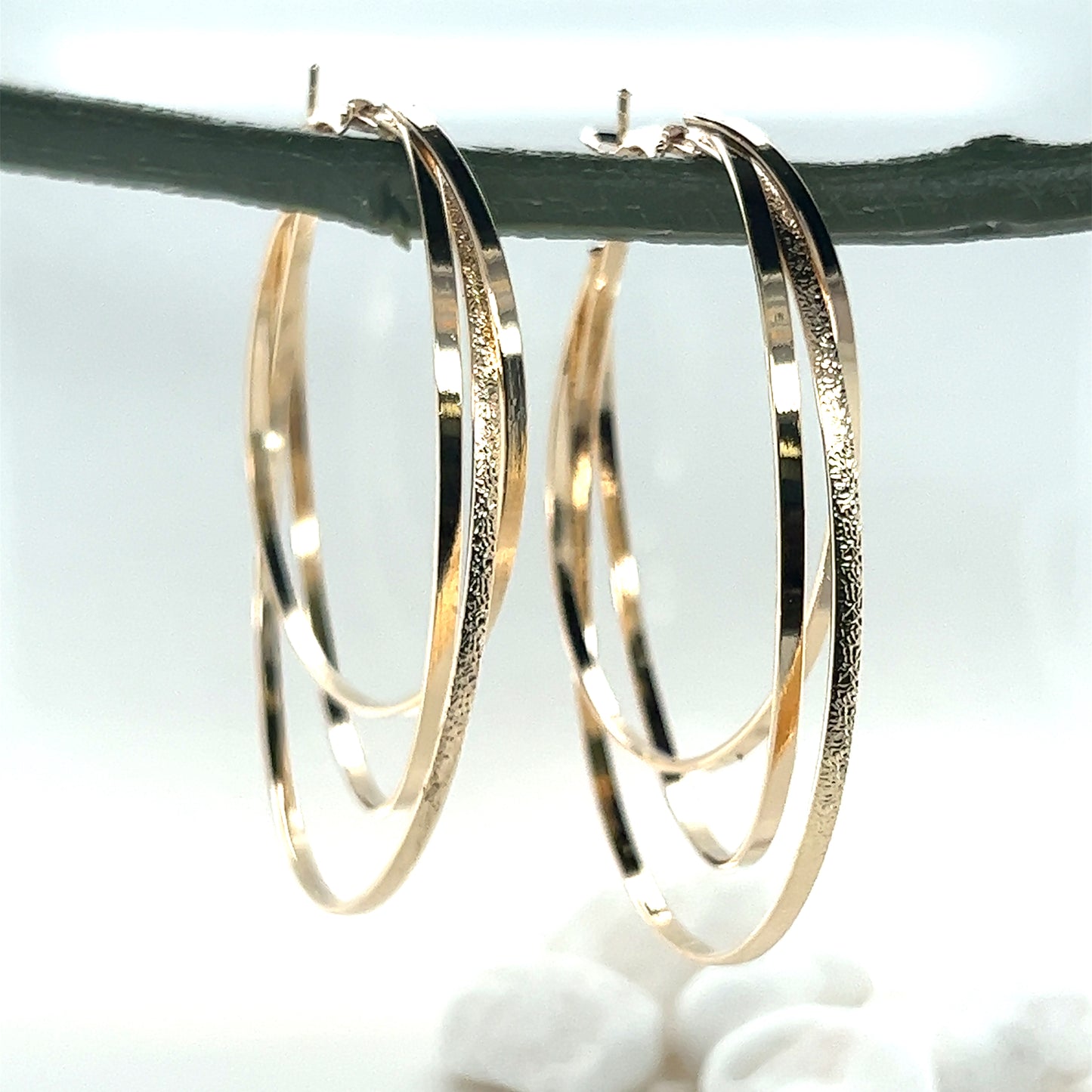 Triple Layer Band Textured Hoop Earring
