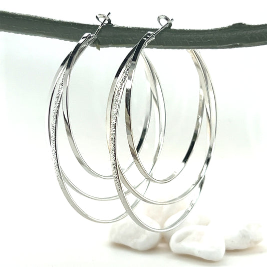 Triple Layer Band Textured Hoop Earring