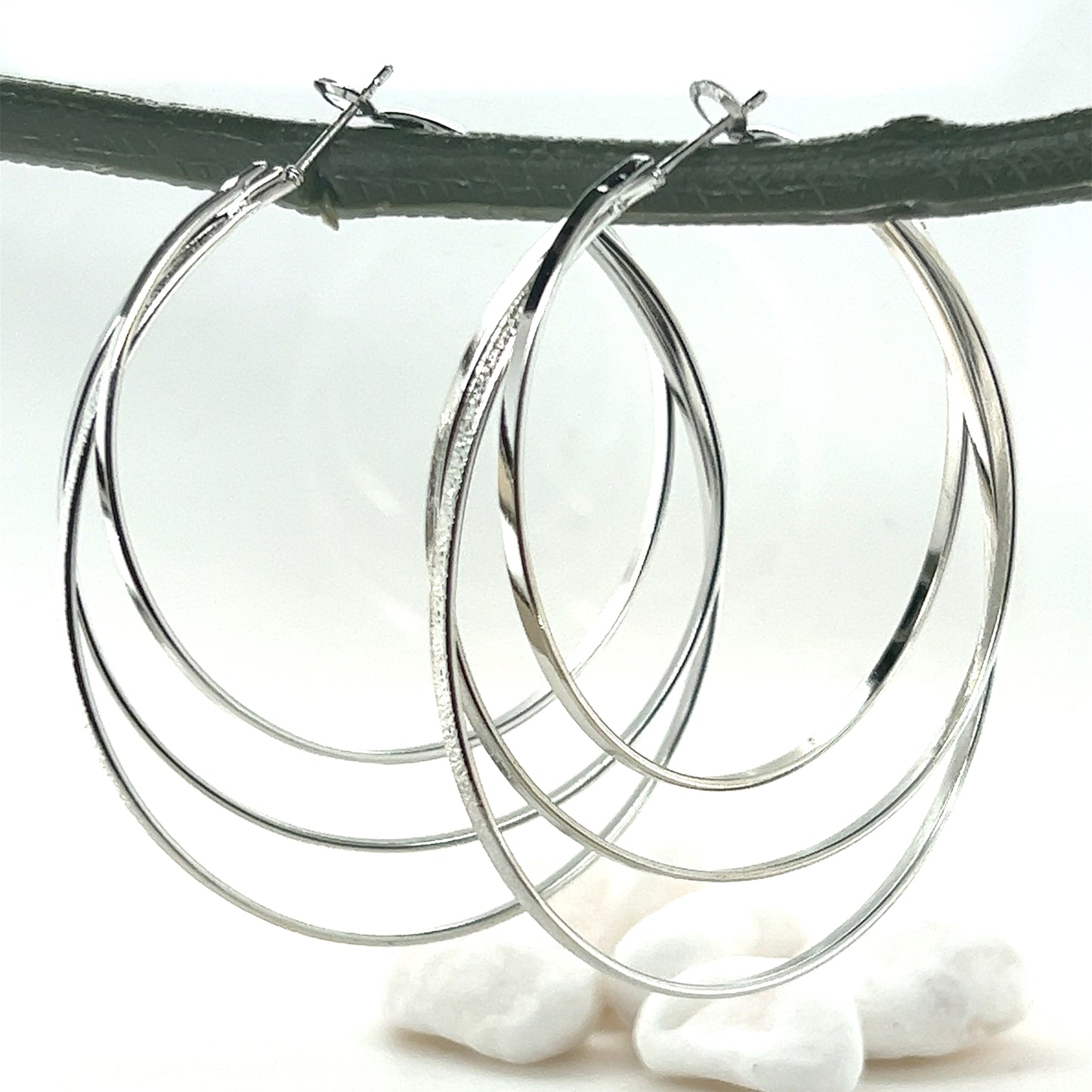 Triple Layer Band Textured Hoop Earring