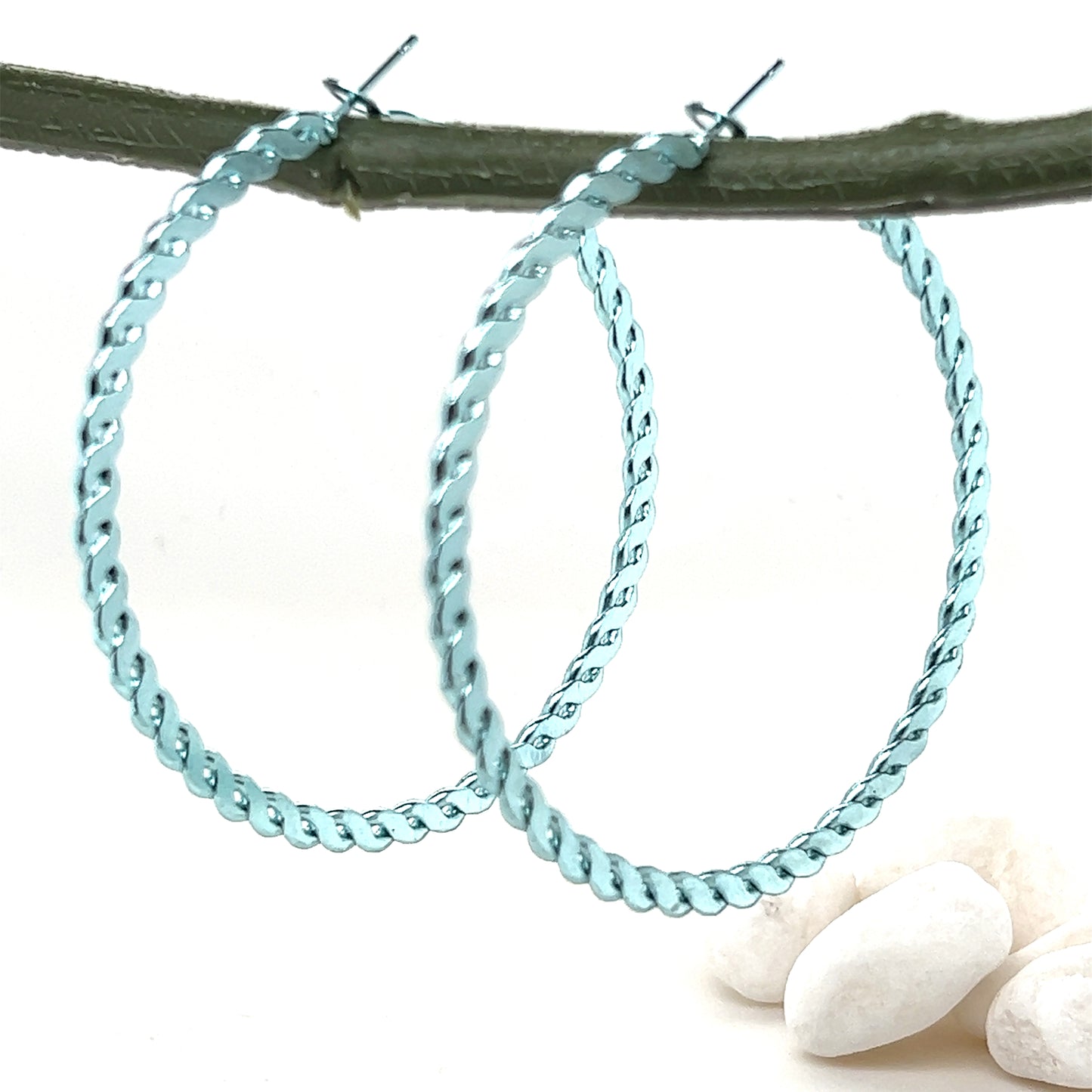 Fixed Chain Link Metallic Hoop Earrings - In 6 Colors