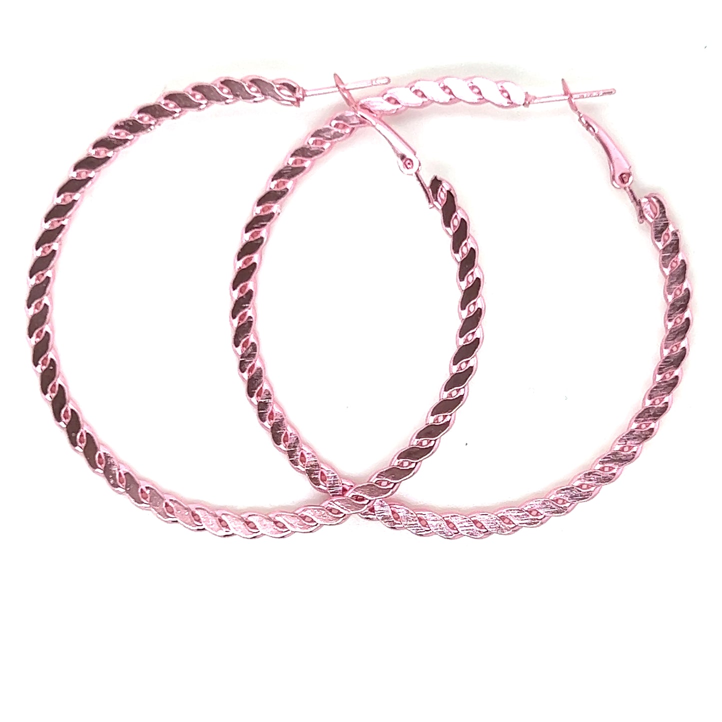 Fixed Chain Link Metallic Hoop Earrings - In 6 Colors